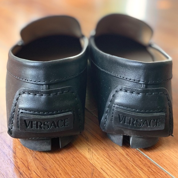 Versace Black Leather Medusa Driving Loafers - Picture 5 of 6
